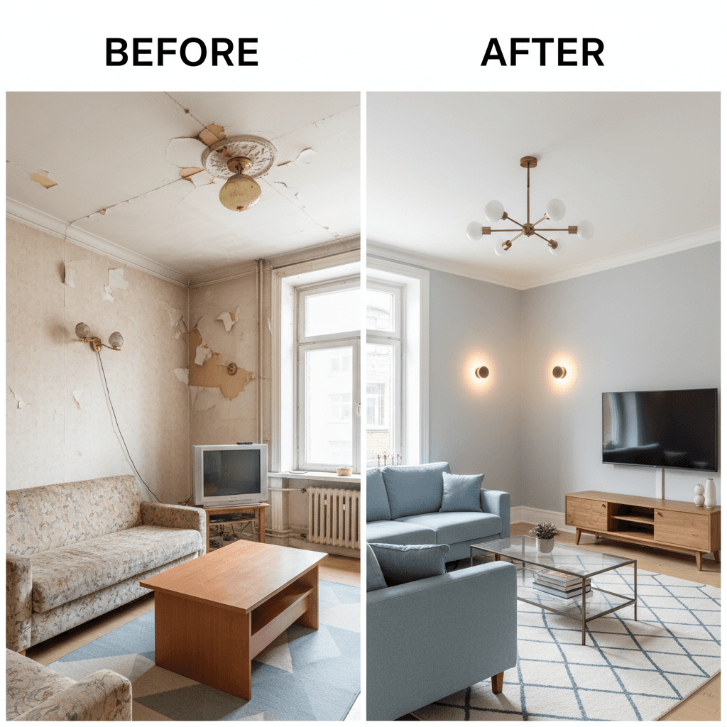 Living room transformation with fresh décor and updates