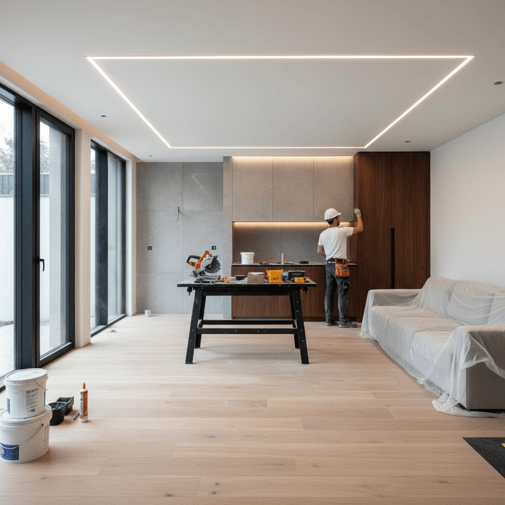 Completed home refurbishment showing renovated interior space