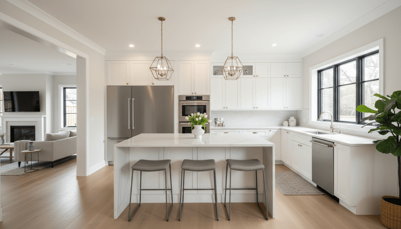 Modern kitchen refurbishment with new cabinetry and appliances