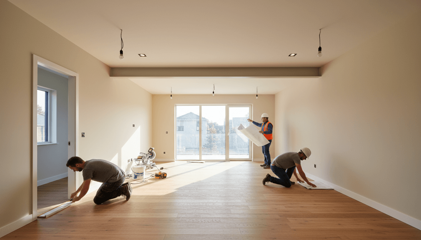 Home refurbishment team completing interior renovation work