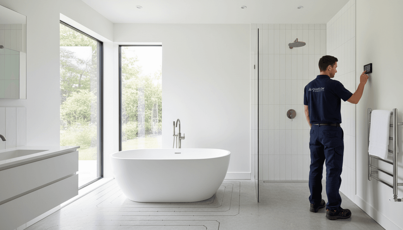 Luxury bathroom with freestanding tub and modern finishes