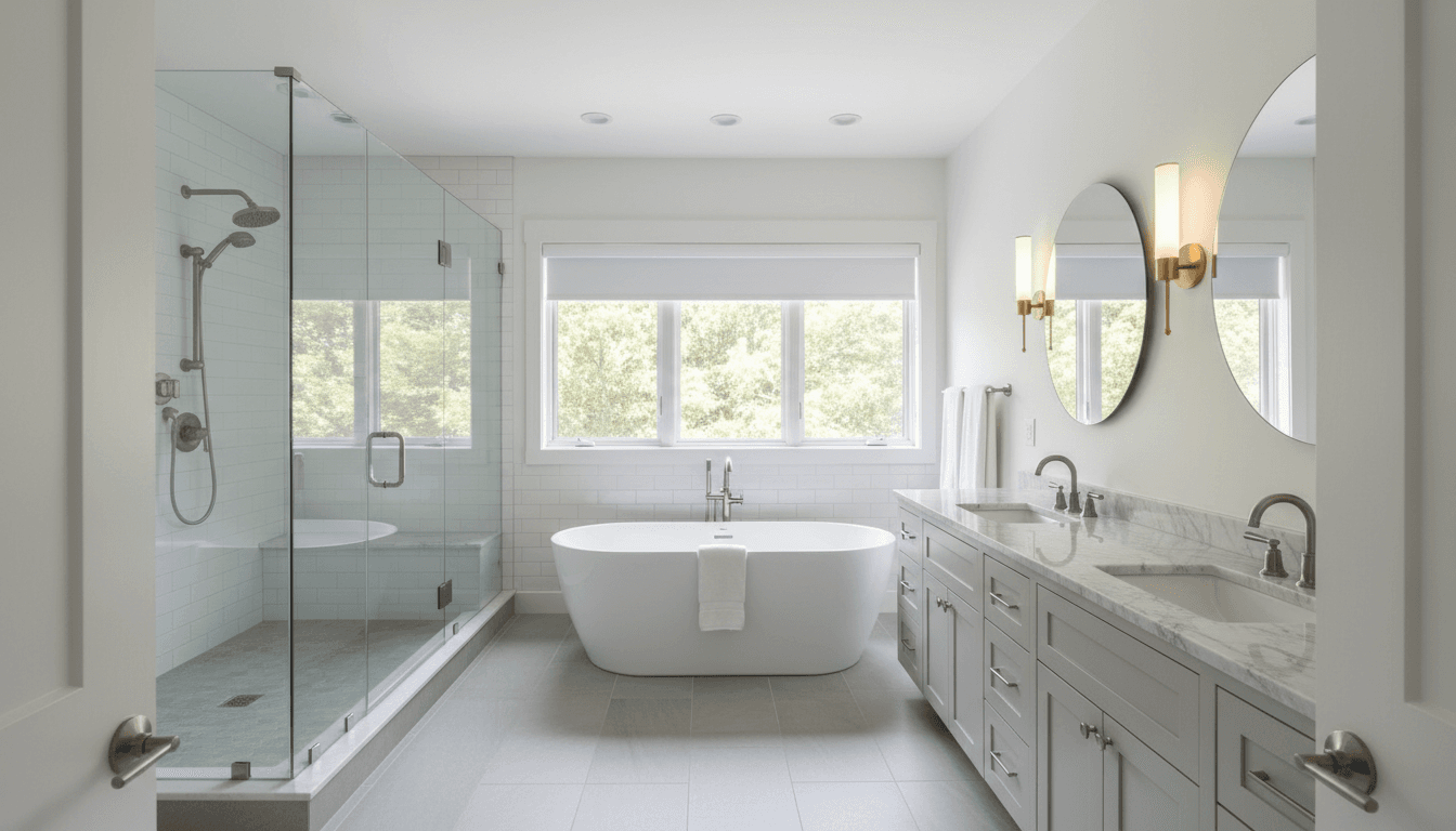 Contemporary bathroom with walk-in shower and modern fixtures