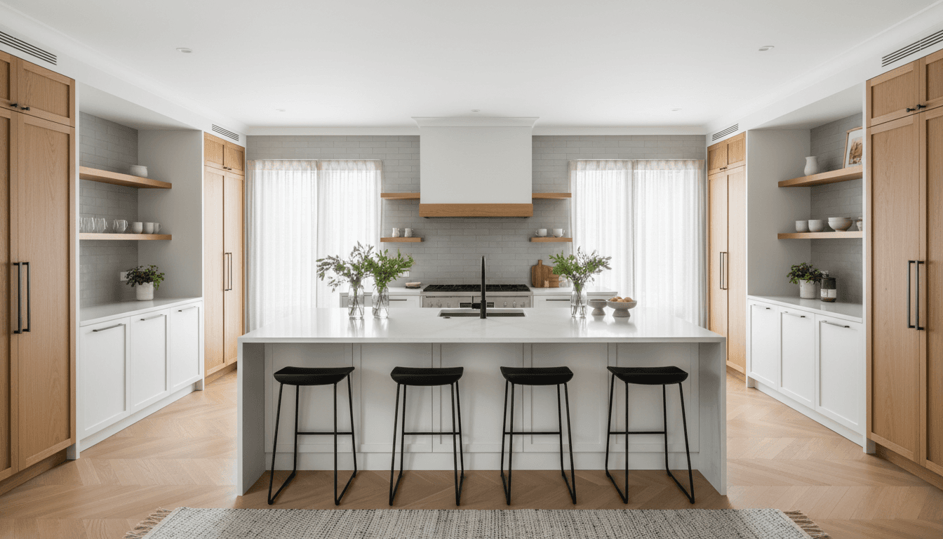 Modern kitchen refurbishment with white cabinetry and stainless steel appliances